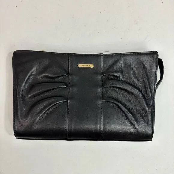 Vintage Pierre Cardin Black Leather Clutch - Picture 1 of 10